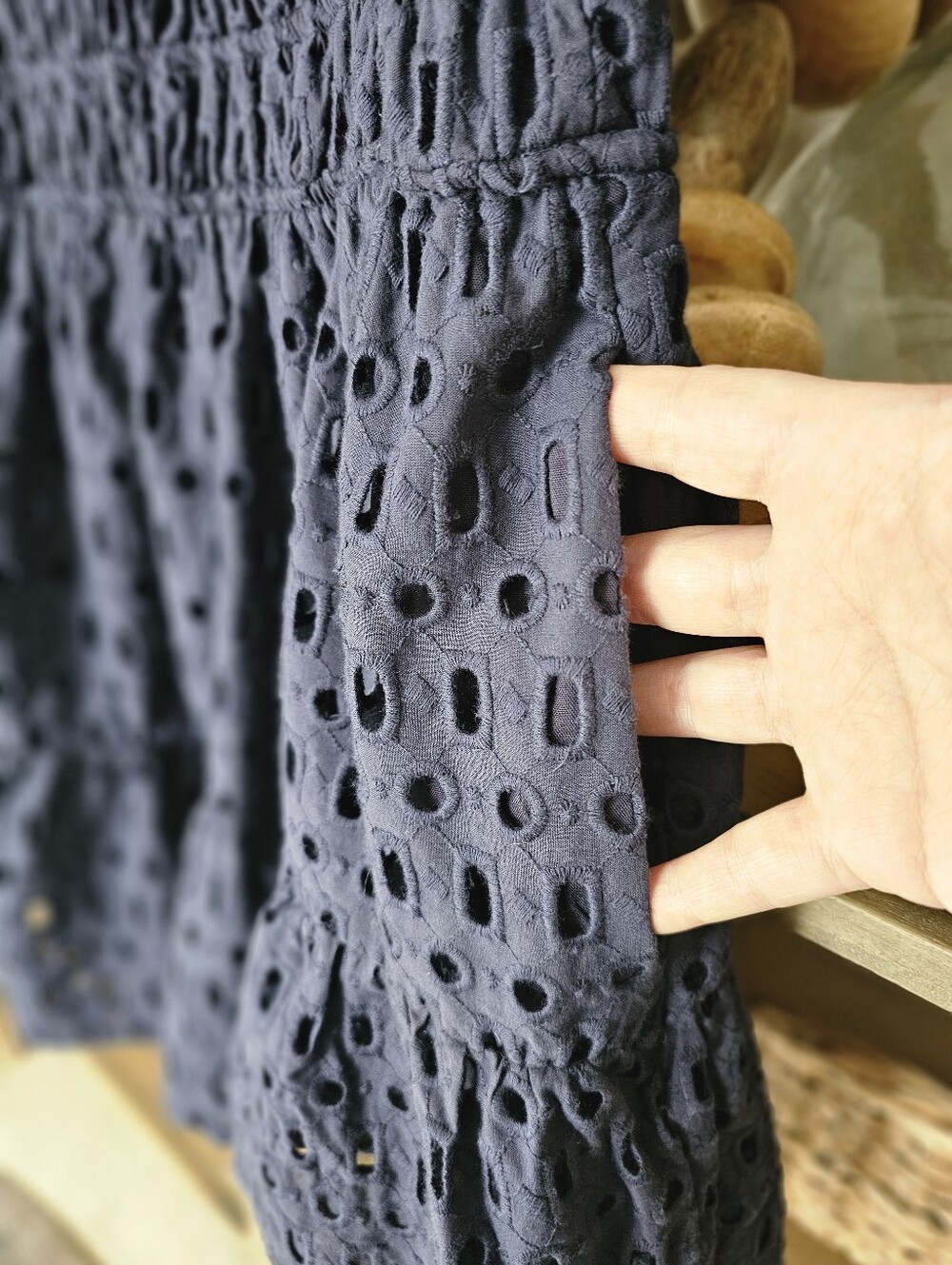Anthropologie Somerset Eyelet Mini Dress Navy NWT Sz MP - Picture 6 of 14